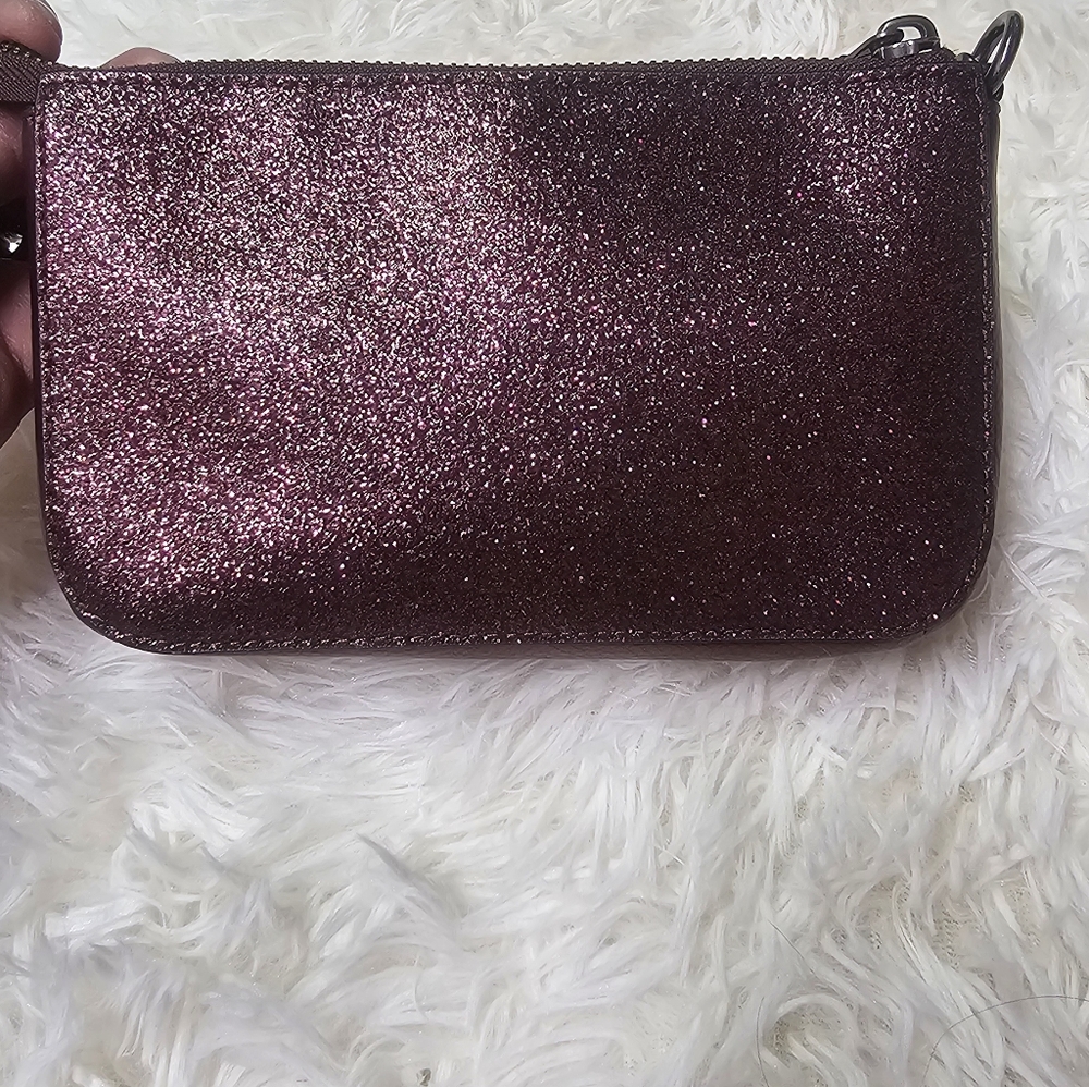 Coach Nolita Wristlet 15" inch Burgundy Glitter/Silver 2015 EUC - Picture 12 of 16